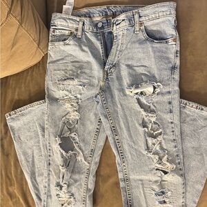 Levi's Men's Relaxed Fit Ripped Light Blue Jeans